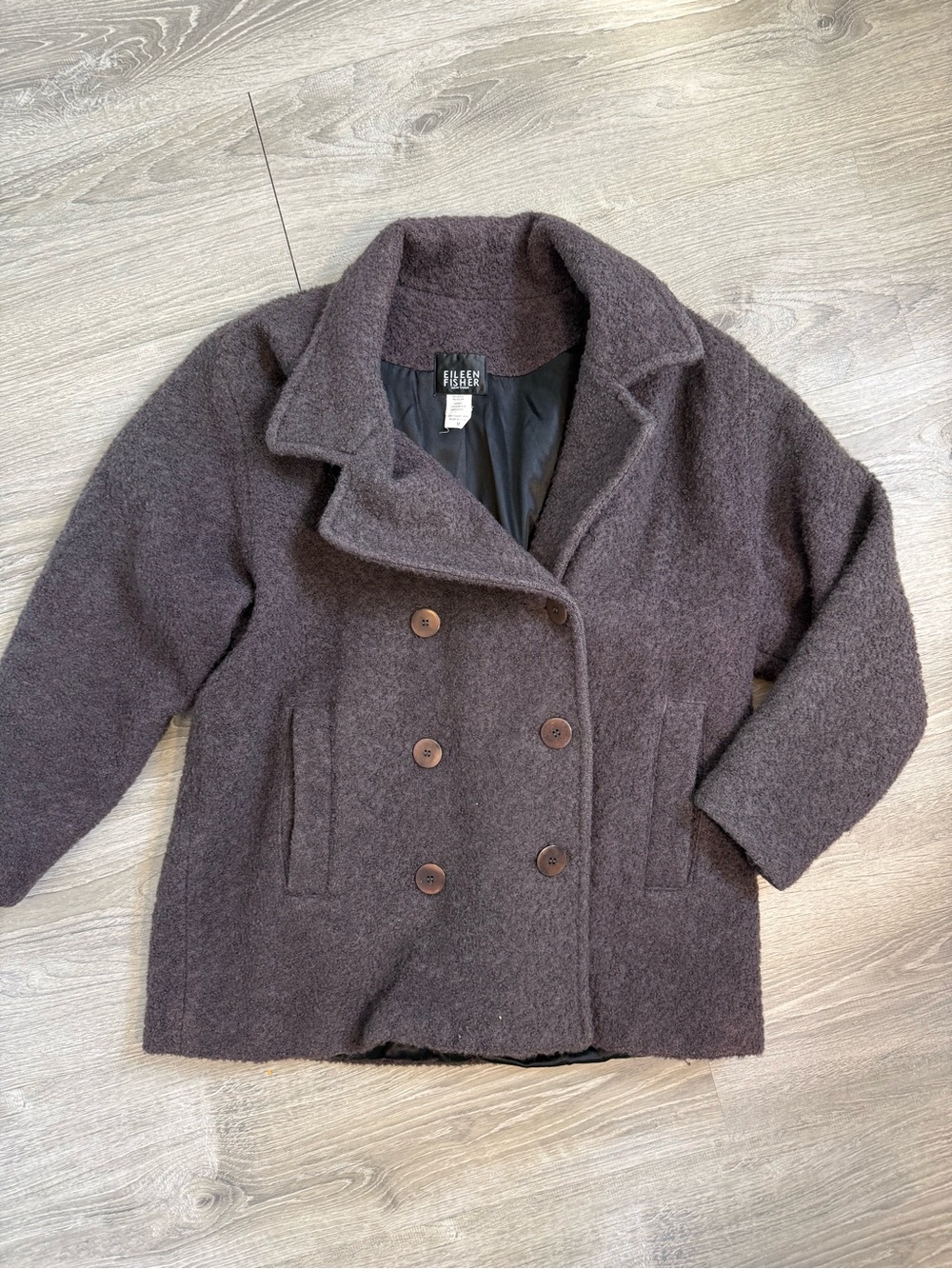Vintage Eileen Fisher Wool Blend Women's Peacoat - Brown